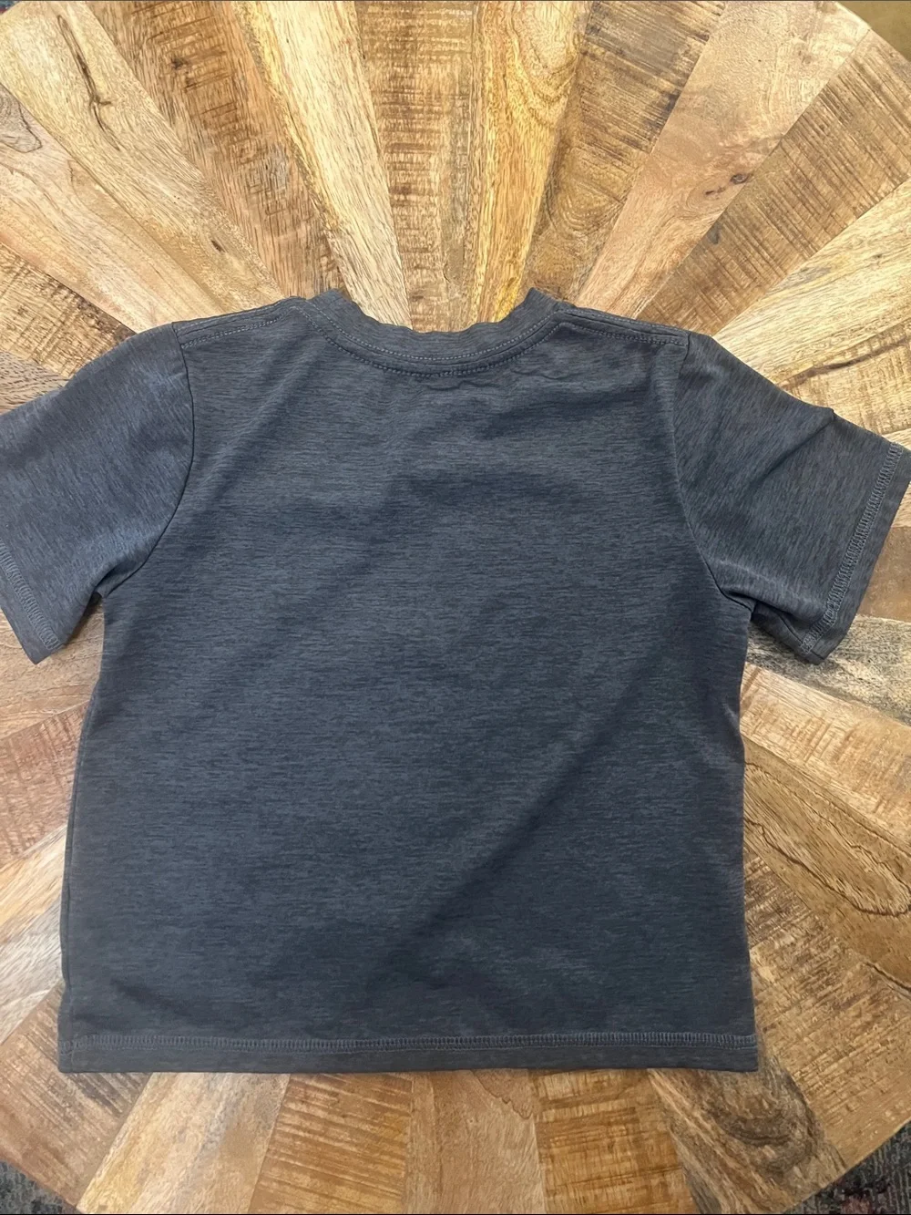 adidas Charcoal Gray Tee with Vertical Logo and Black Stripes